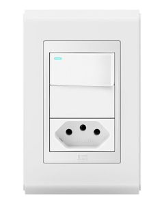 Conjunto 1 interruptor led + 1 tomada 10a Refinatto - Branco/Branco
