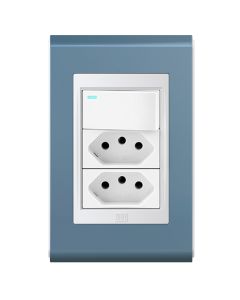 Conjunto 1 interruptor led + 2 tomadas 10a Refinatto - Acqua/branco