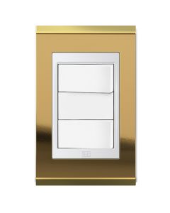 Conjunto 2 interruptores simples Refinatto - Ouro/branco
