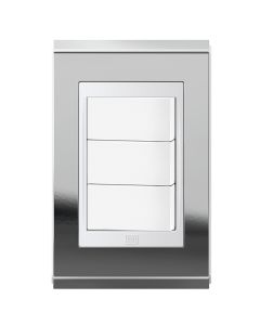 Conjunto 3 interruptores simples Refinatto - Prata/branco