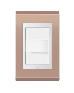 Conjunto 1 interruptor paralelo Refinatto - Rosé Gold/branco