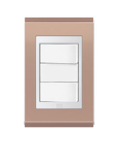 Conjunto 2 interruptores paralelos Refinatto - Rosé Gold/branco
