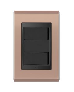 Conjunto 2 interruptores simples Refinatto - Rosé Gold/preto