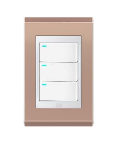 Conjunto 3 interruptores led Refinatto - Rosé Gold/branco