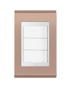 Conjunto 3 interruptores paralelos Refinatto - Rosé Gold/branco