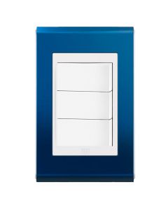 Conjunto 3 interruptores simples Refinatto - Classic Blue/branco